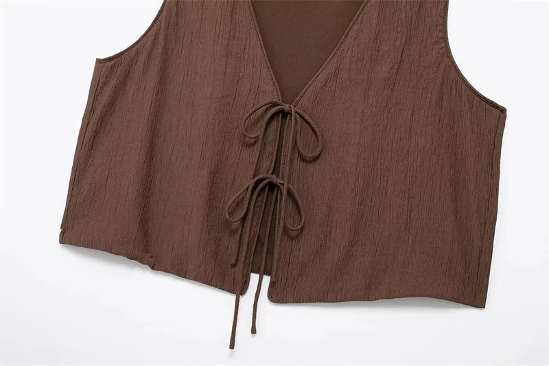 Solid Midi Skirt Set Bow Cropped