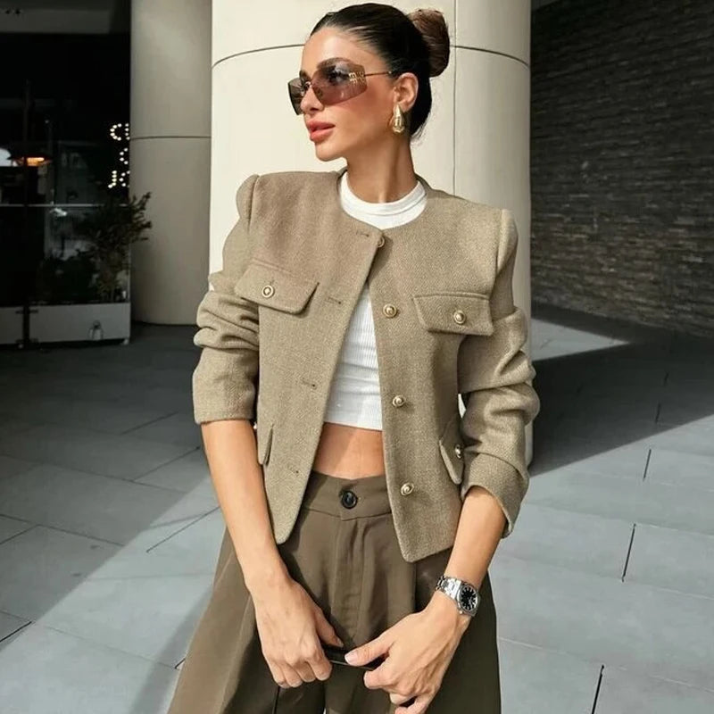 Cropped Jacket Winter Button