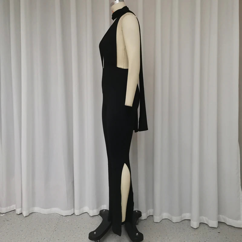 Waist Slit Loose Pants Jumpsuit