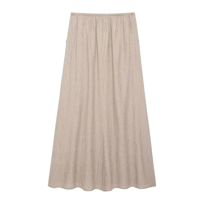 Solid Midi Skirt Set Bow Cropped