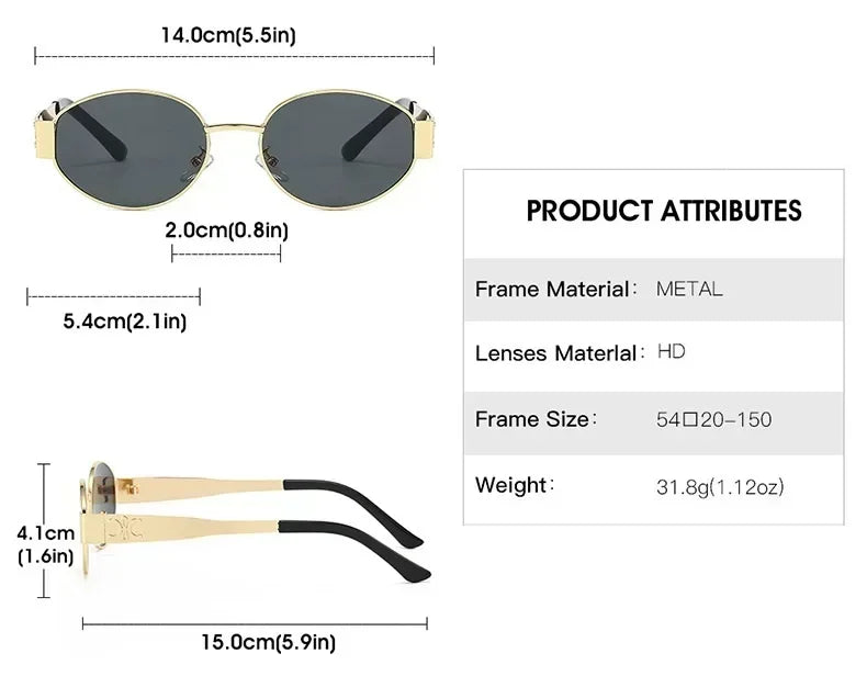 Luxury Metal Brand Sunglasses Unisex Designer