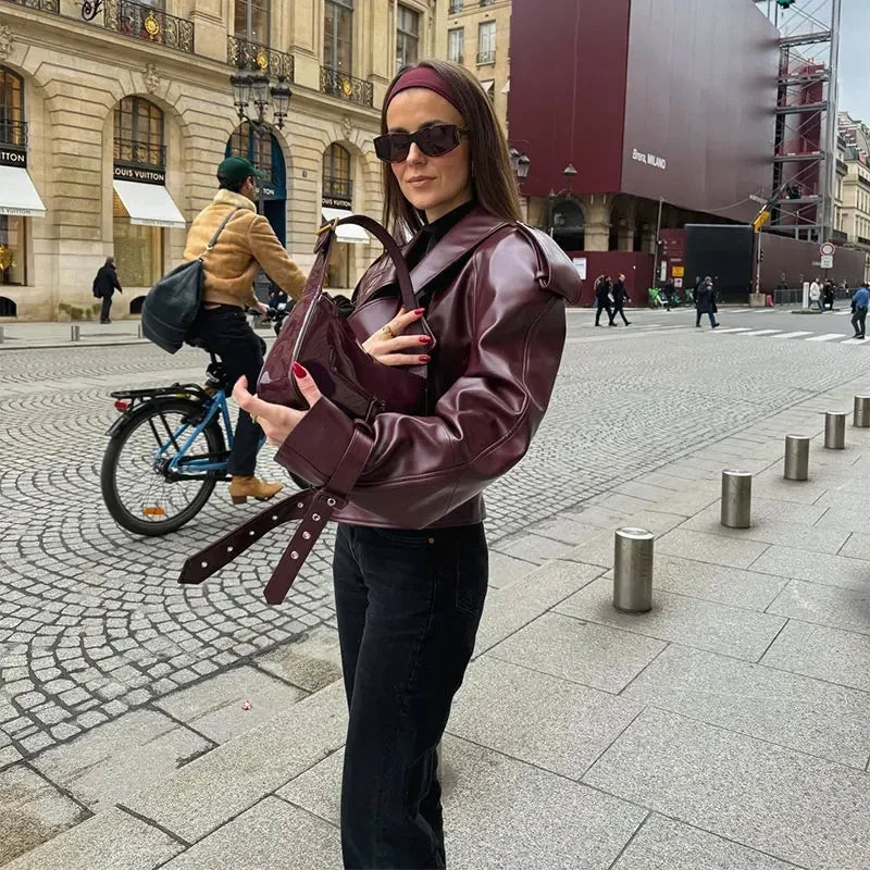 Jacket Cool Girl Slim Chery Red