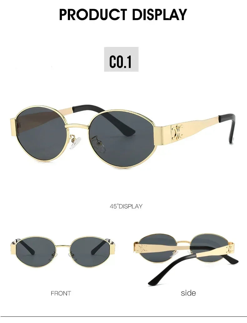 Luxury Metal Brand Sunglasses Unisex Designer