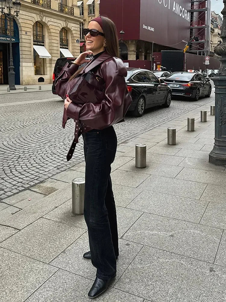 Jacket Cool Girl Slim Chery Red