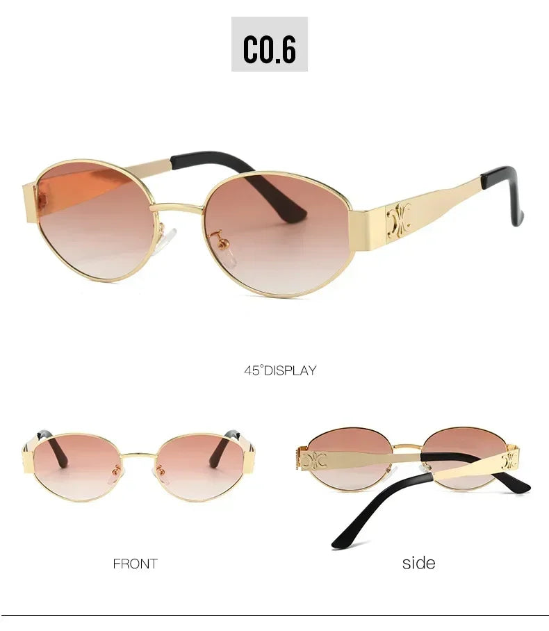 Luxury Metal Brand Sunglasses Unisex Designer