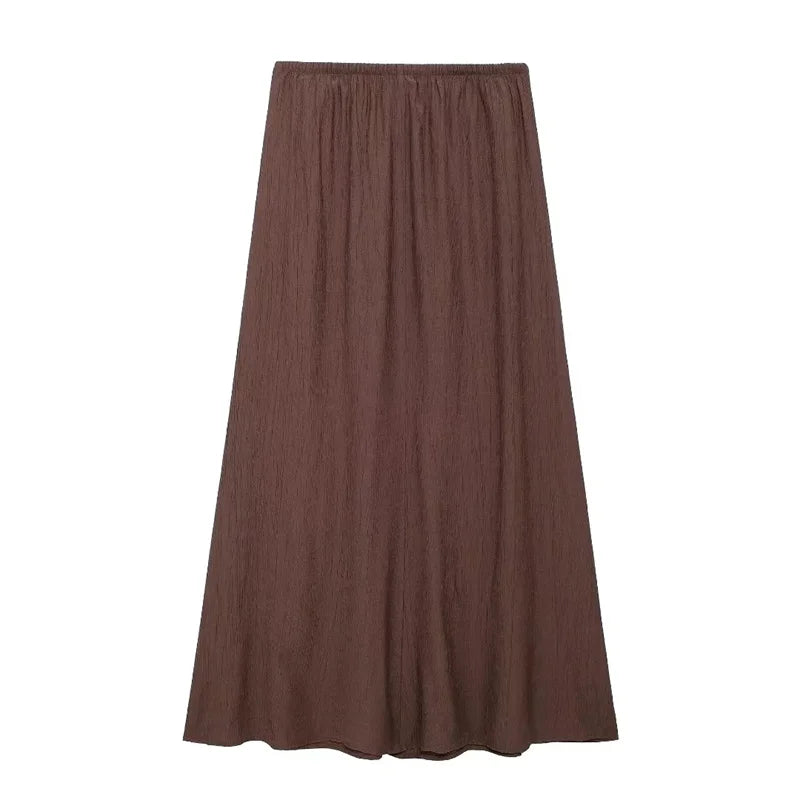 Solid Midi Skirt Set Bow Cropped
