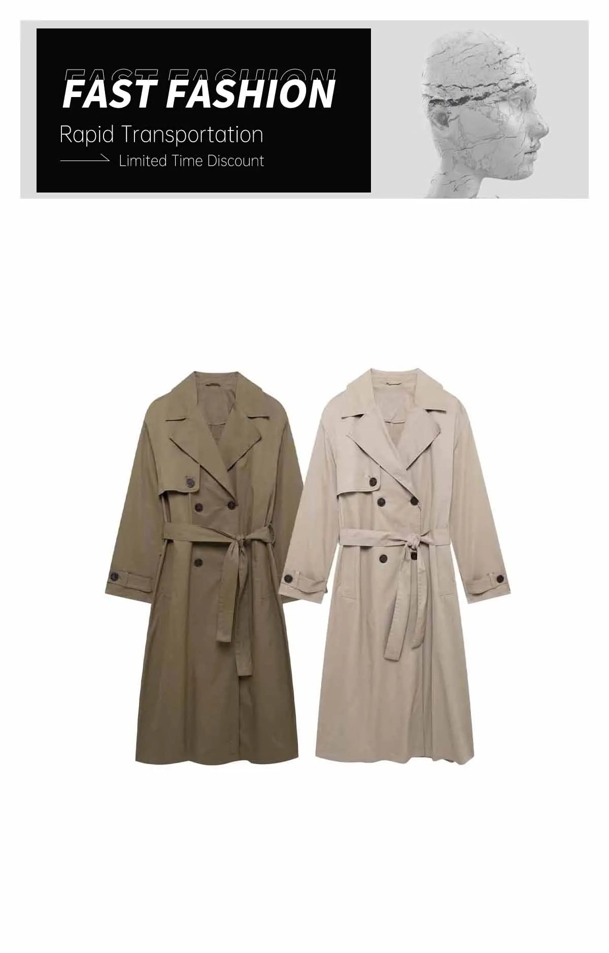 Belt Midi Wind Coat Coat