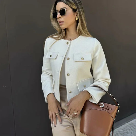 Cropped Jacket Winter Button