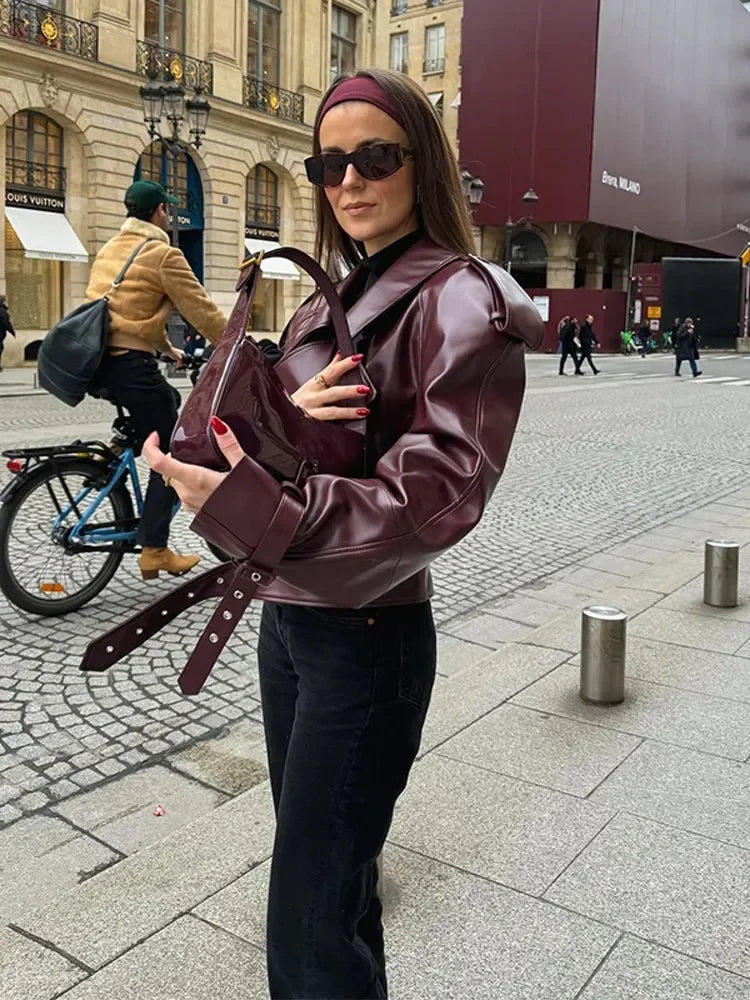 Jacket Cool Girl Slim Chery Red
